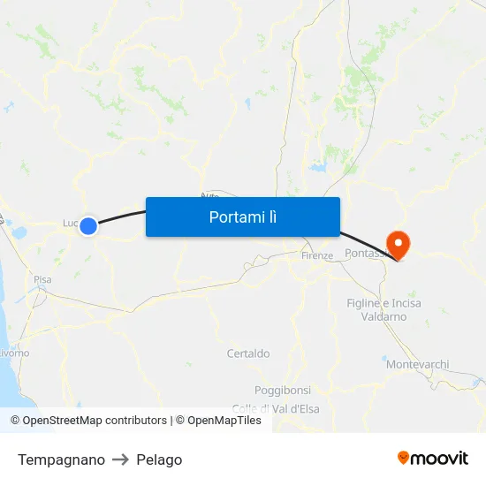 Tempagnano to Pelago map