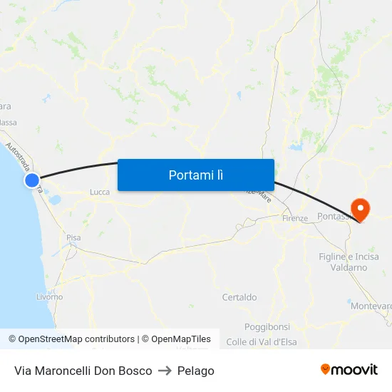 Via Maroncelli Don Bosco to Pelago map