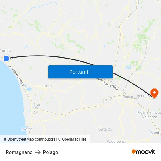 Romagnano to Pelago map