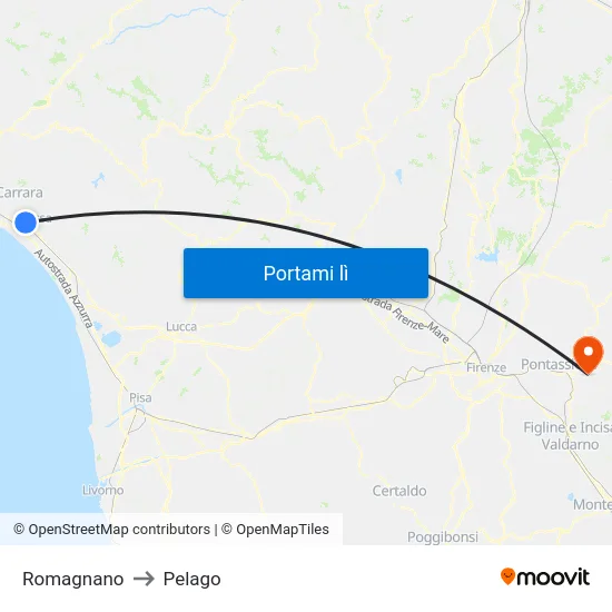 Romagnano to Pelago map