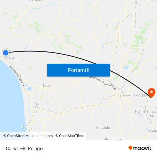 Caina to Pelago map