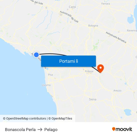 Bonascola Perla to Pelago map
