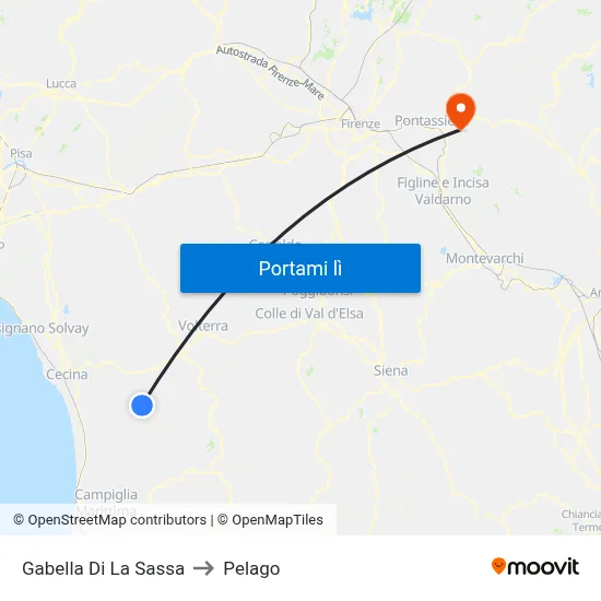 Gabella Di La Sassa to Pelago map