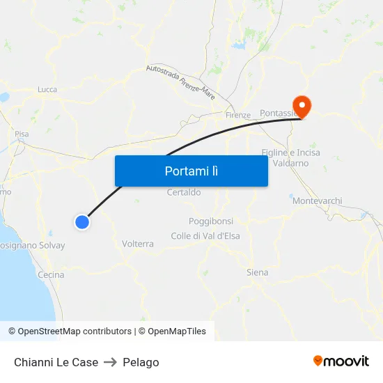 Chianni Le Case to Pelago map