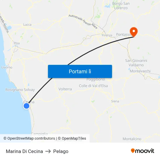 Marina Di Cecina to Pelago map