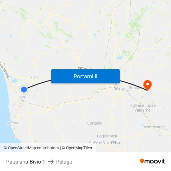 Pappiana Bivio 1 to Pelago map