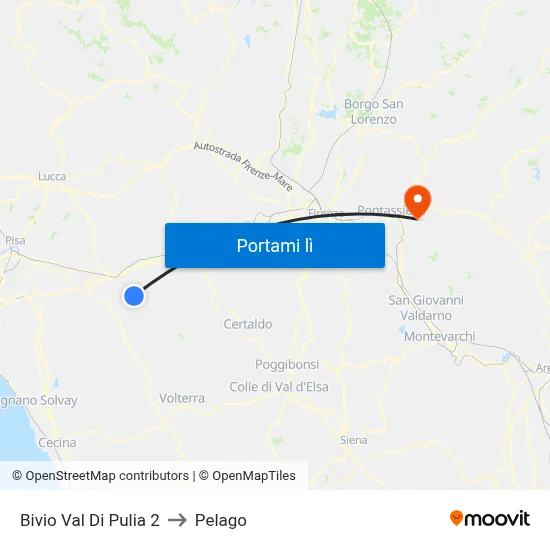 Bivio Val Di Pulia 2 to Pelago map