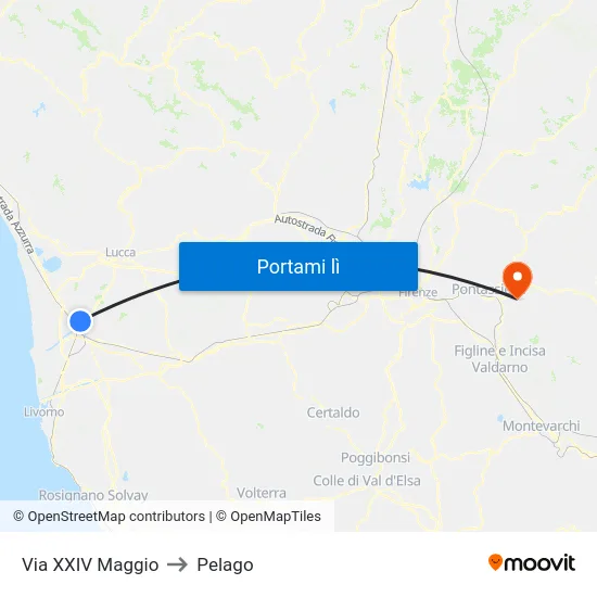 Via XXIV Maggio to Pelago map