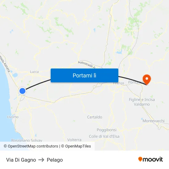 Via Di Gagno to Pelago map
