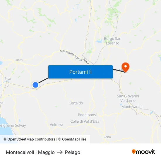 Montecalvoli I Maggio to Pelago map