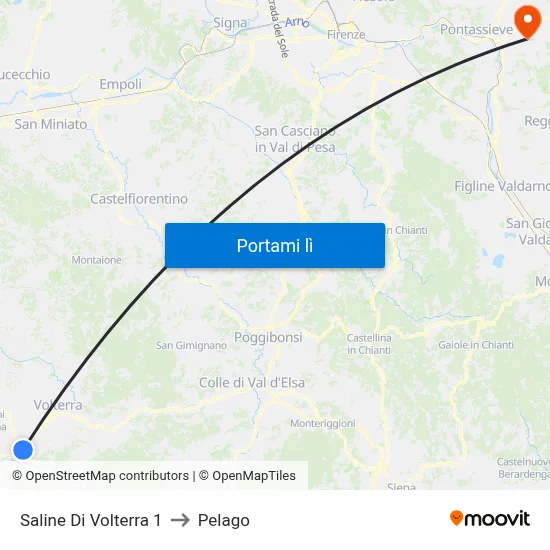 Saline Di Volterra 1 to Pelago map