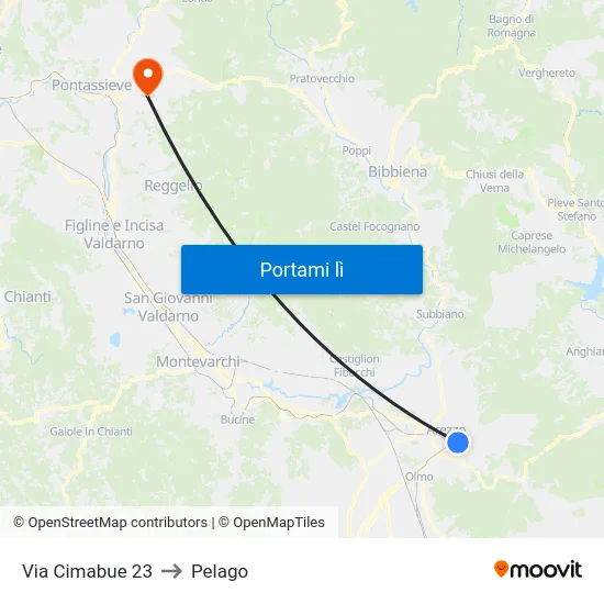 Via Cimabue 23 to Pelago map
