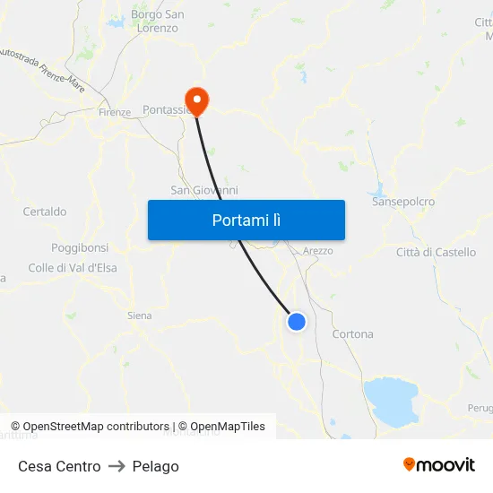 Cesa Centro to Pelago map