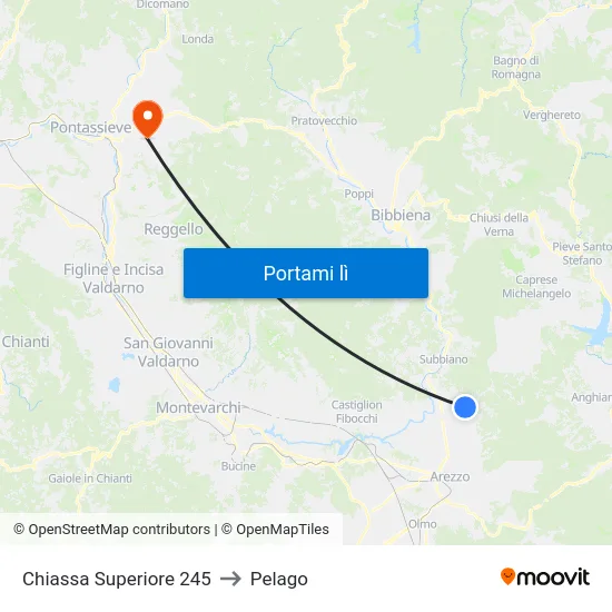 Chiassa Superiore 245 to Pelago map