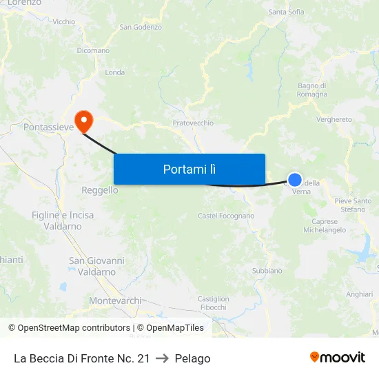 La Beccia Di Fronte Nc. 21 to Pelago map