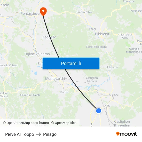 Pieve Al Toppo to Pelago map