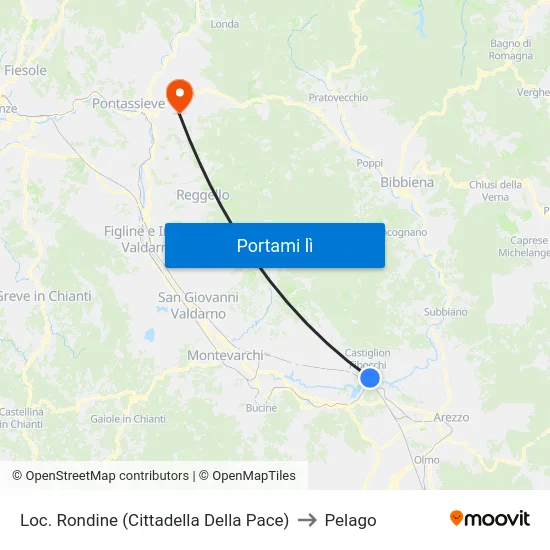 Loc. Rondine (Cittadella Della Pace) to Pelago map