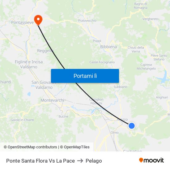 Ponte Santa Flora Vs La Pace to Pelago map