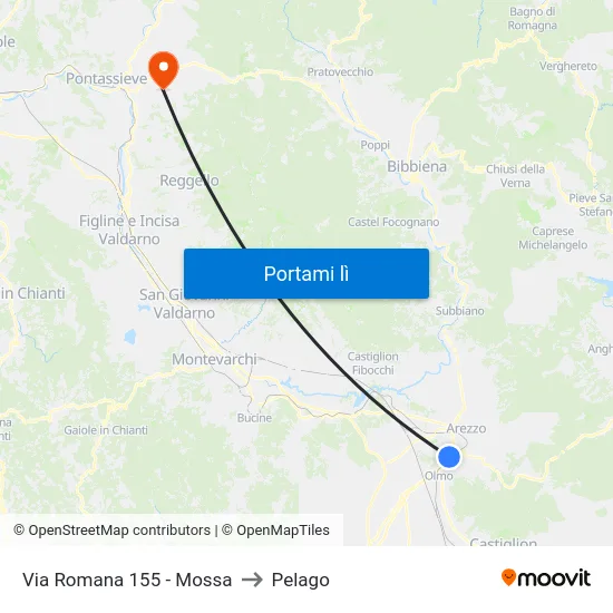 Via Romana 155 - Mossa to Pelago map