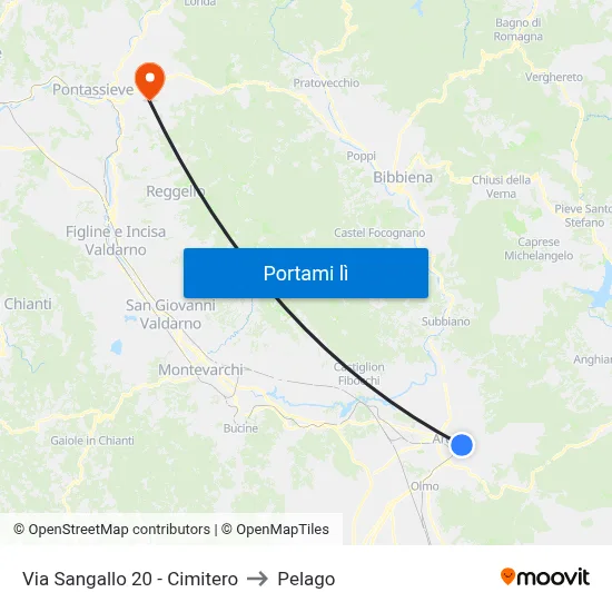 Via Sangallo 20 - Cimitero to Pelago map
