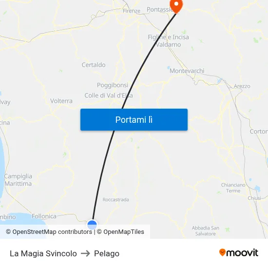 La Magia Svincolo to Pelago map