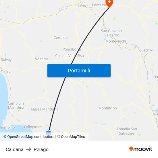 Caldana to Pelago map
