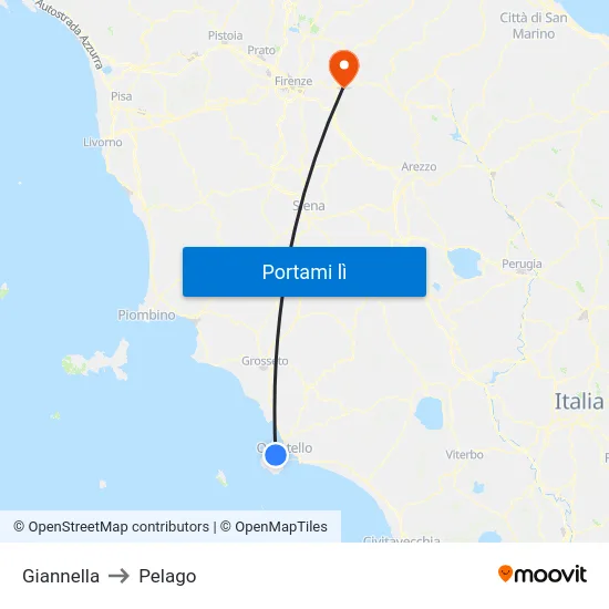Giannella to Pelago map