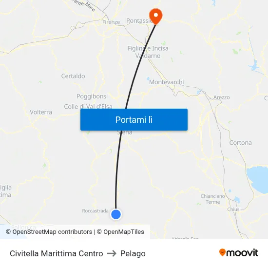 Civitella Marittima Centro to Pelago map