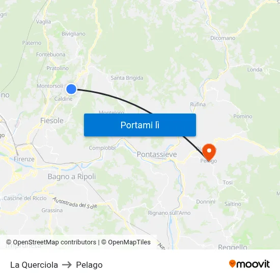 La Querciola to Pelago map