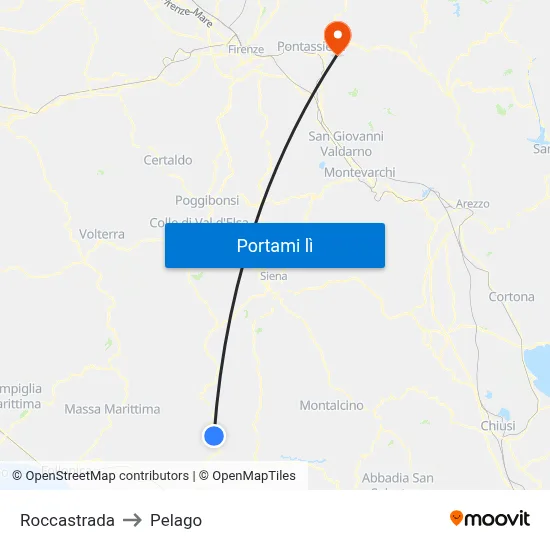 Roccastrada to Pelago map