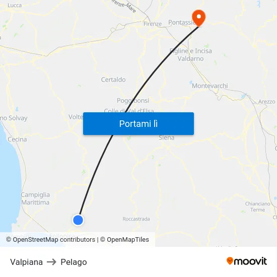Valpiana to Pelago map