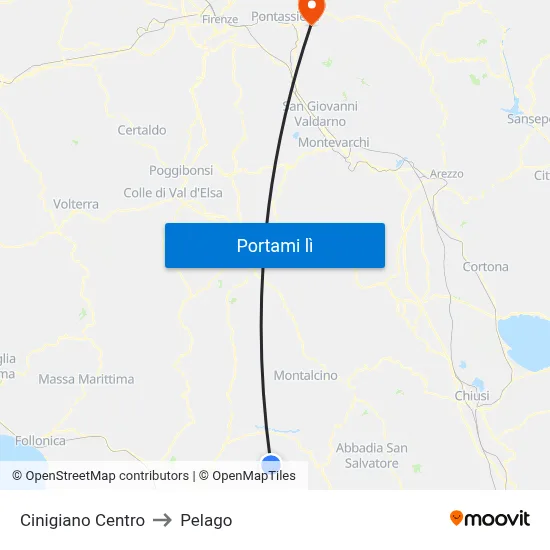 Cinigiano Centro to Pelago map