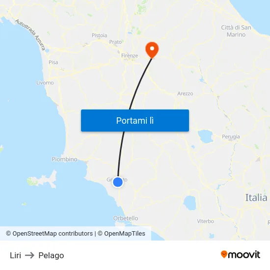 Liri to Pelago map