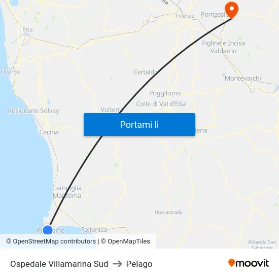 Ospedale Villamarina Sud to Pelago map