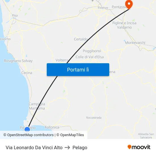 Via Leonardo Da Vinci Alto to Pelago map