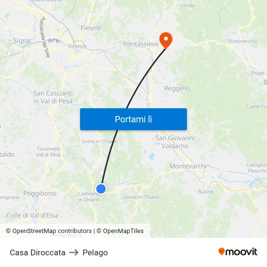 Casa Diroccata to Pelago map