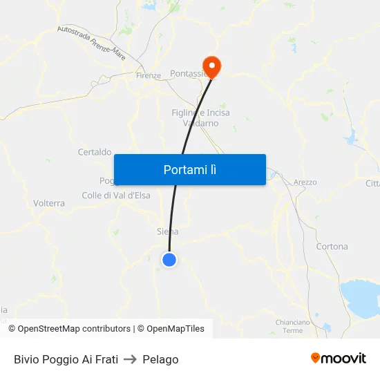 Bivio Poggio Ai Frati to Pelago map