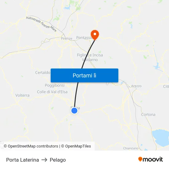 Porta Laterina to Pelago map