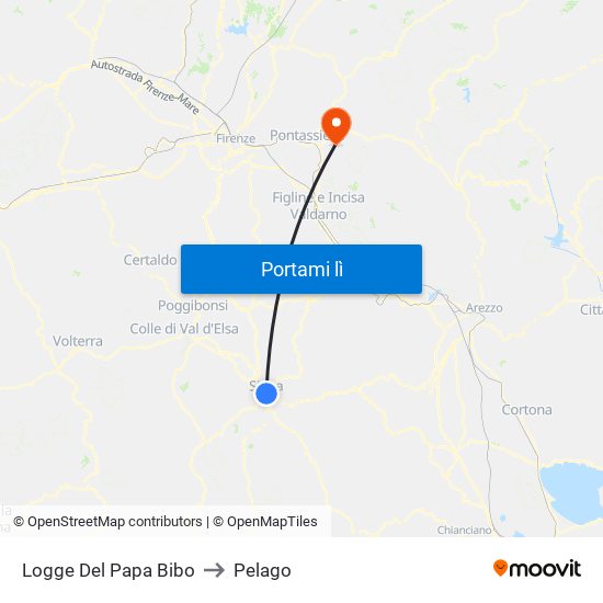 Logge Del Papa Bibo to Pelago map