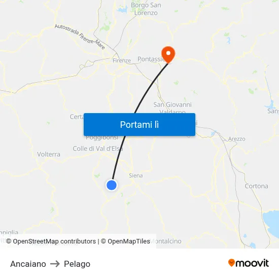 Ancaiano to Pelago map