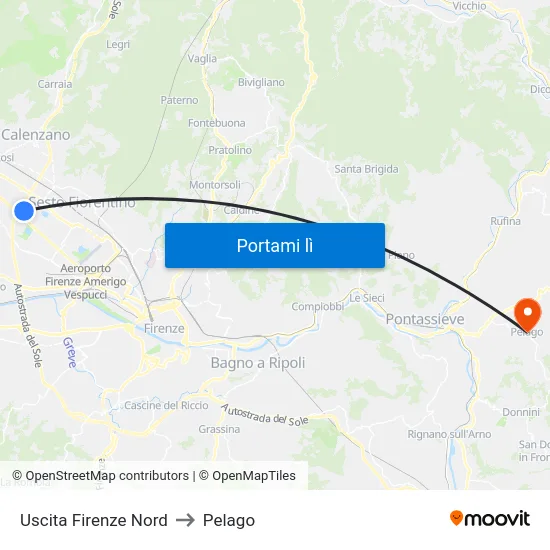 Uscita Firenze Nord to Pelago map