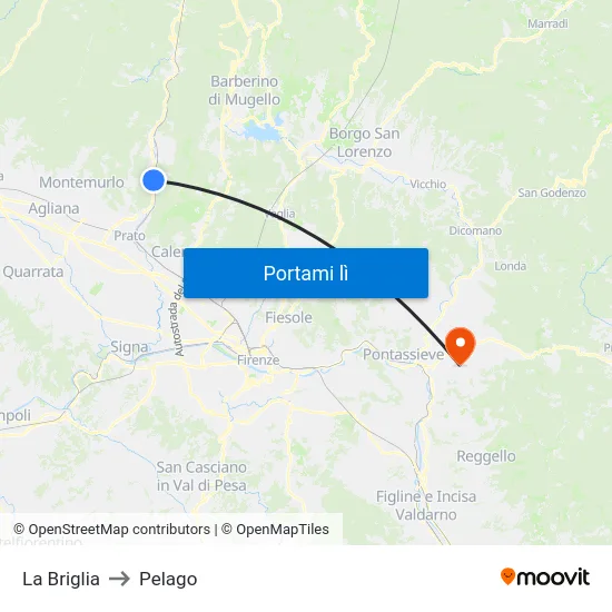 La Briglia to Pelago map