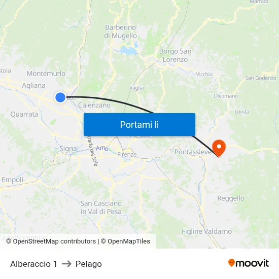 Alberaccio 1 to Pelago map