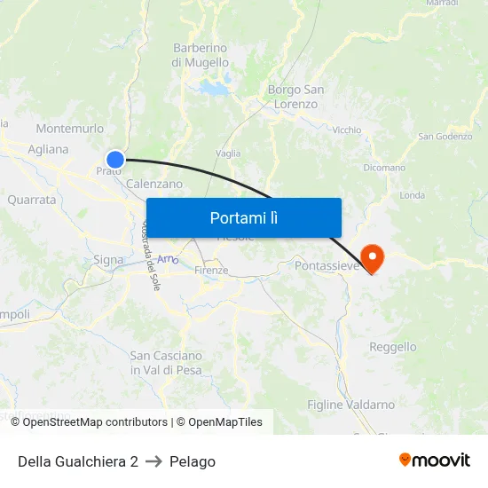 Della Gualchiera 2 to Pelago map