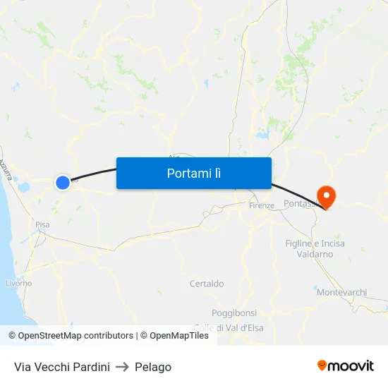 Via Vecchi Pardini to Pelago map