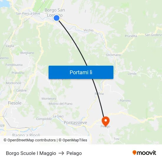 Borgo Scuole I Maggio to Pelago map