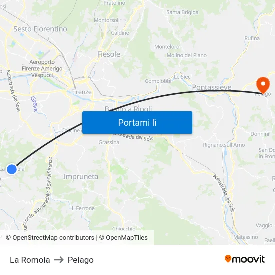 La Romola to Pelago map