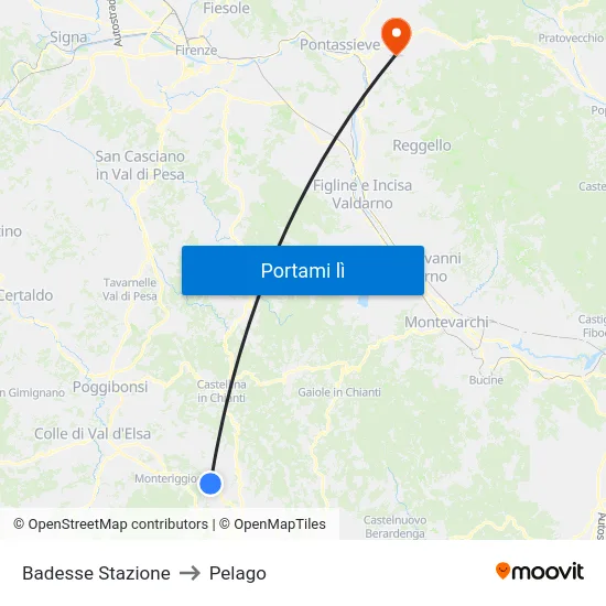 Badesse Stazione to Pelago map