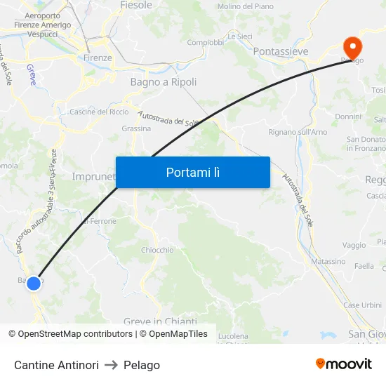 Cantine Antinori to Pelago map