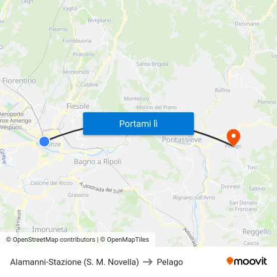 Alamanni-Stazione (S. M. Novella) to Pelago map